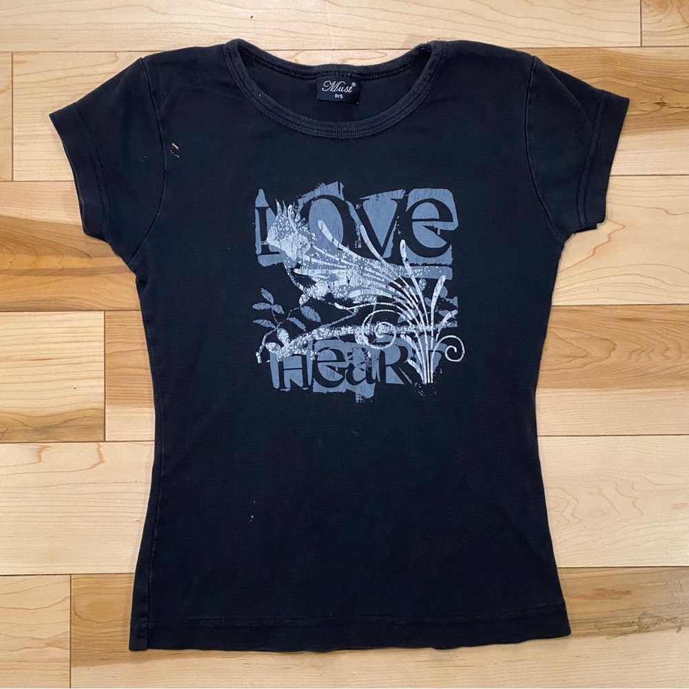 Black Graphic Baby Tee Y2K Indie Sleaze Tumblr